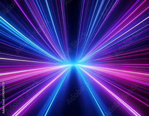 abstract blue background 3d render blue purple light line through dark background hyper speed warp in space blue purple light line through dark background