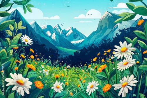 illustration background of a nature landscape