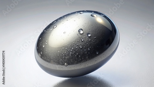 Luminous Mercury Drop: Abstract Silver Sphere on White Background - Architectural Photography