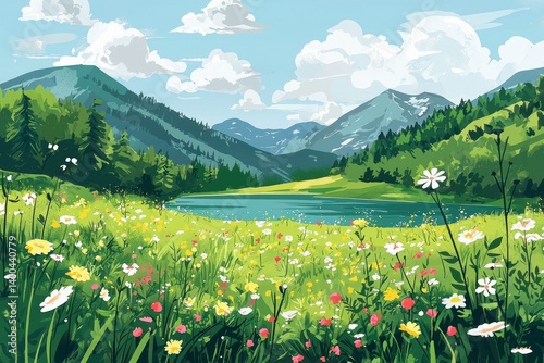 illustration background of a nature landscape