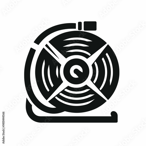 Hose Reel Silhouette in black on a white background