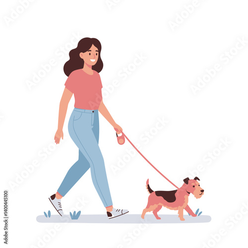 Woman Walking Her Dog A Happy Stroll in the Park