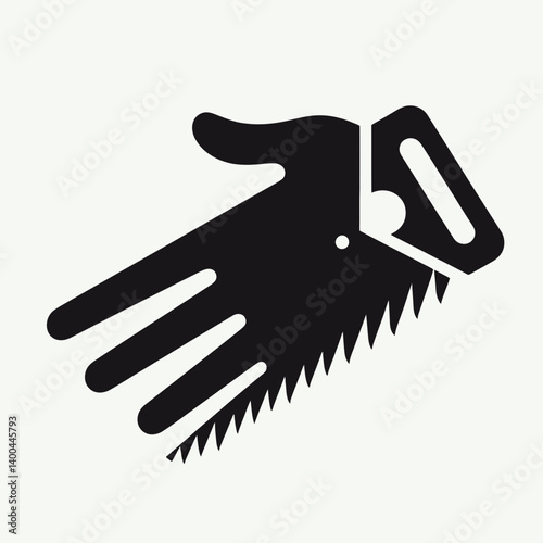 Hand Saw Tooth Silhouette in black on a white background