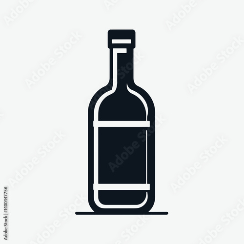Glass Bottle Silhouette in black on a white background