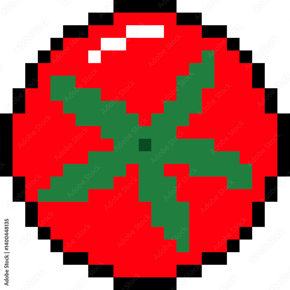 Fototapeta premium Pixel tomato. 8 bit Tomato. Pixel art vegetables