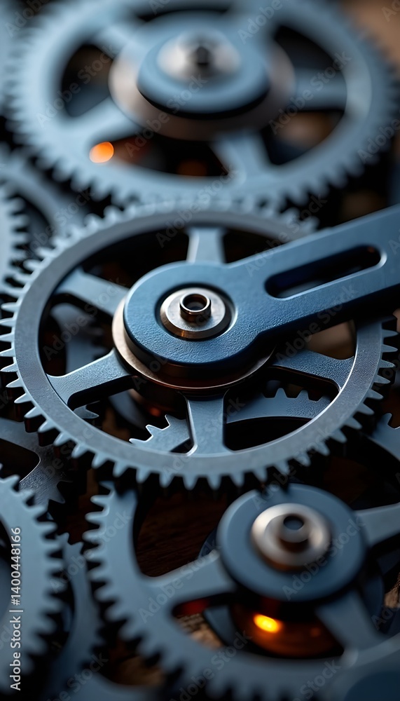 Mechanical Cogwheels in Motion – Symbol of Engineering, Industry, and Teamwork