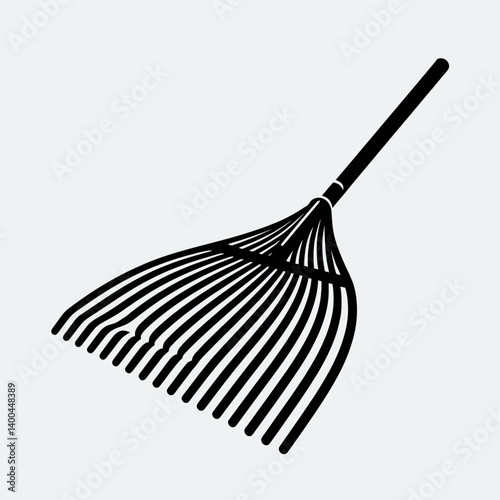 Garden Rake Silhouettes in black on a white background