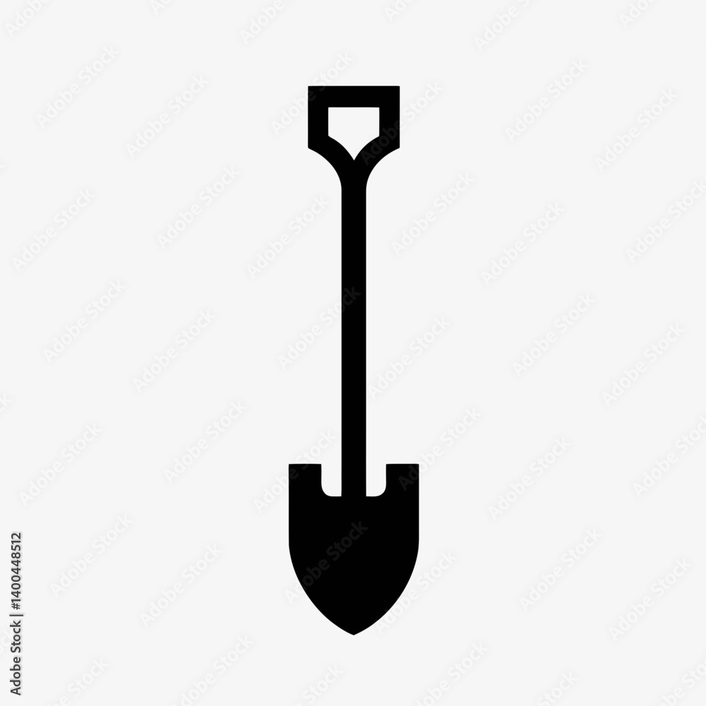Garden Shovel Silhouettes in black on a white background Garden Shovel Silhouettes in black on a white background