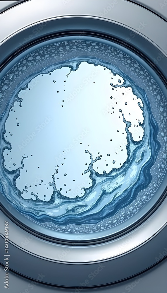Dynamic Water Splash Inside Spinning Washing Machine Drum
