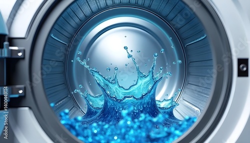 Obraz na płótnie Dynamic Water Splash Inside Spinning Washing Machine Drum
w salonie