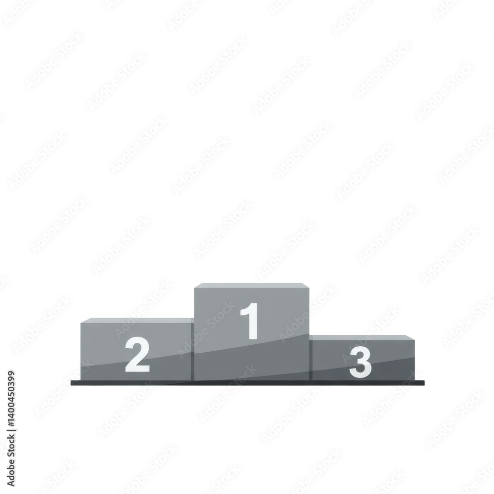 Grey Podium with Numbers One Two Three Grey Podium with Numbers One Two Three