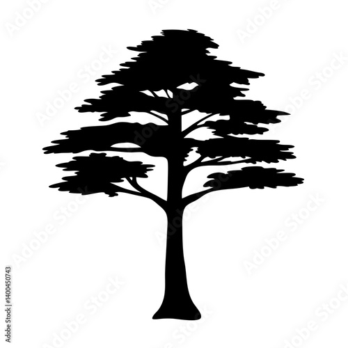 cedar tree silhouettes - black cedar tree, isolated transparent background