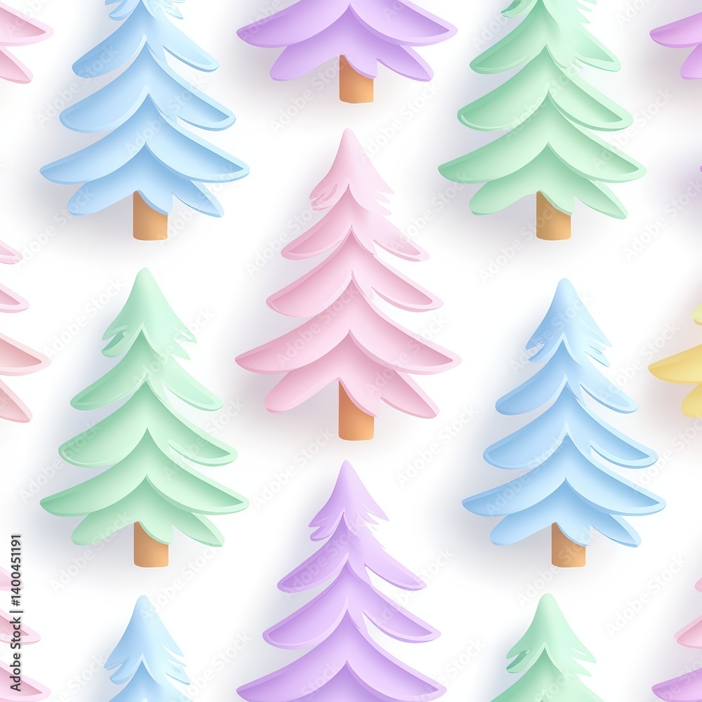 Obraz premium Colorful Christmas Trees Pattern for Festive Holiday Decor