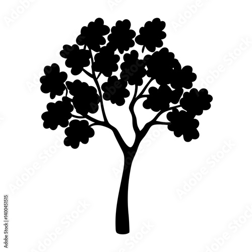 dogwood tree silhouettes - black dogwood tree, isolated transparent background
