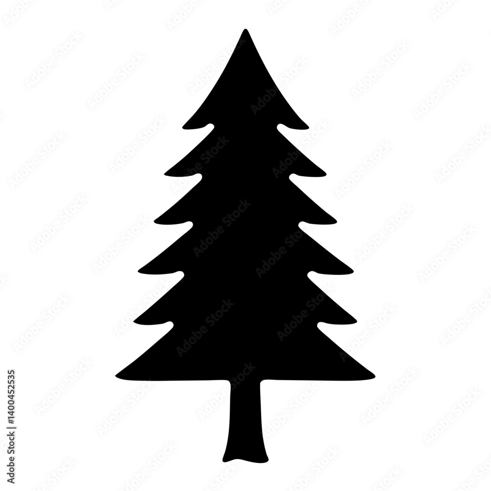 Fototapeta premium Elegant silhouette of a coniferous evergreen tree for holiday and nature designs