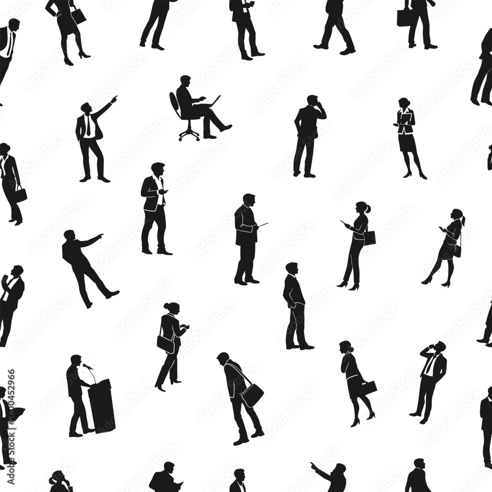 Seamless pattern featuring business people silhouettes Seamless pattern featuring business people silhouettes