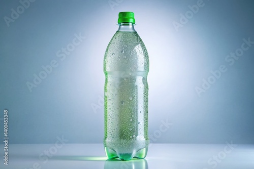 Large Plastic Bottle of Soda on White Background - Minimalist Product Photography