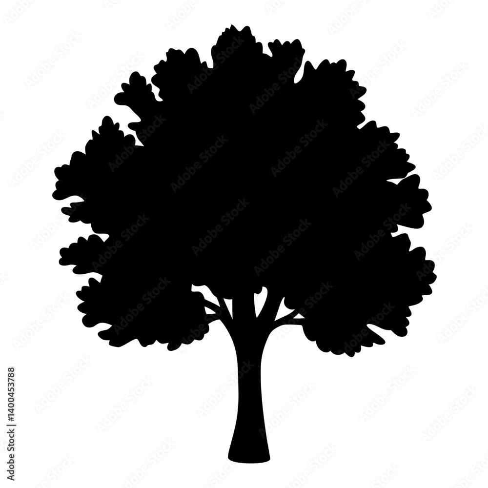 Fototapeta premium A silhouette of a majestic tree with dense foliage and sturdy trunk