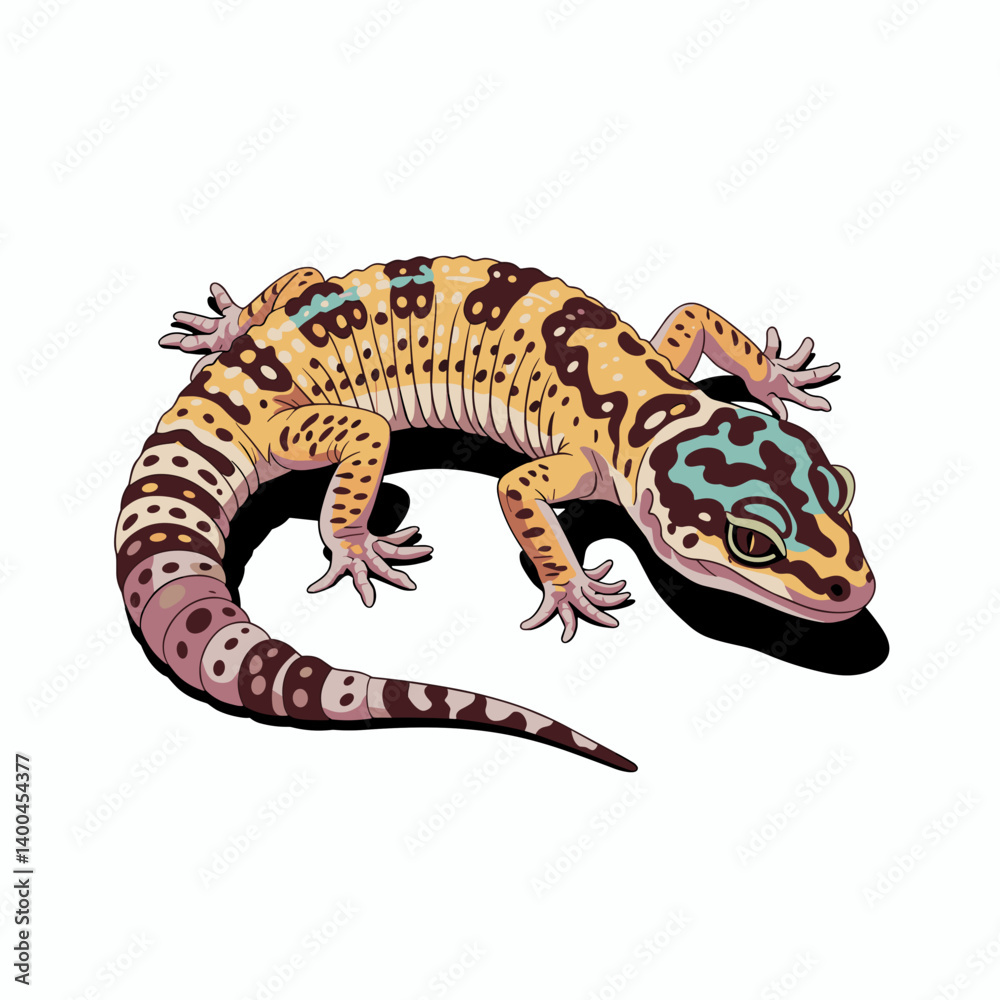 Naklejka premium Colorful Leopard Gecko with Bold Pattern Design