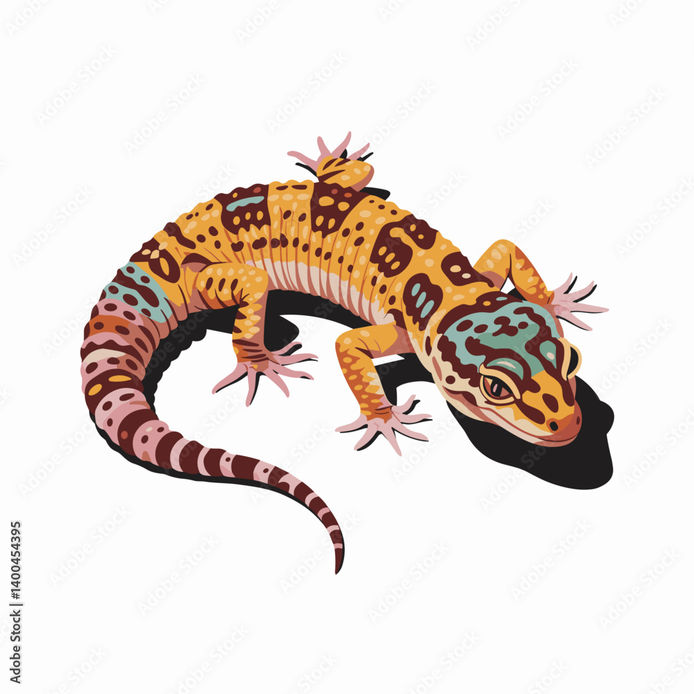 Naklejka premium Colorful Leopard Gecko with Bold Pattern Design