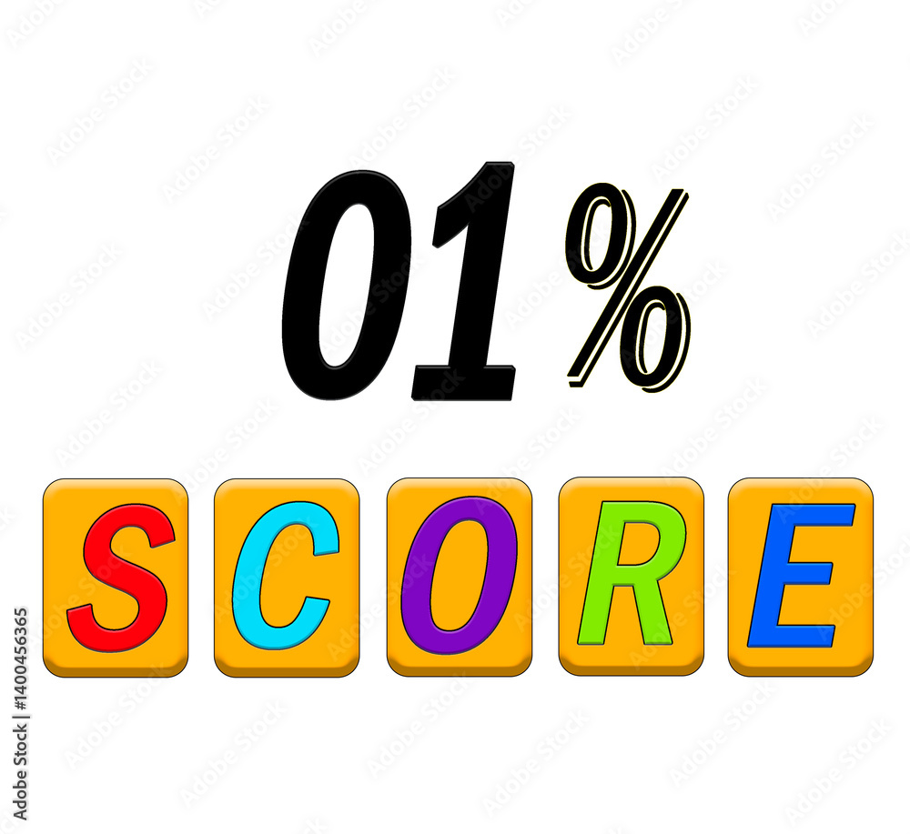 one percent score text isolated on white background one percent score text isolated on white background