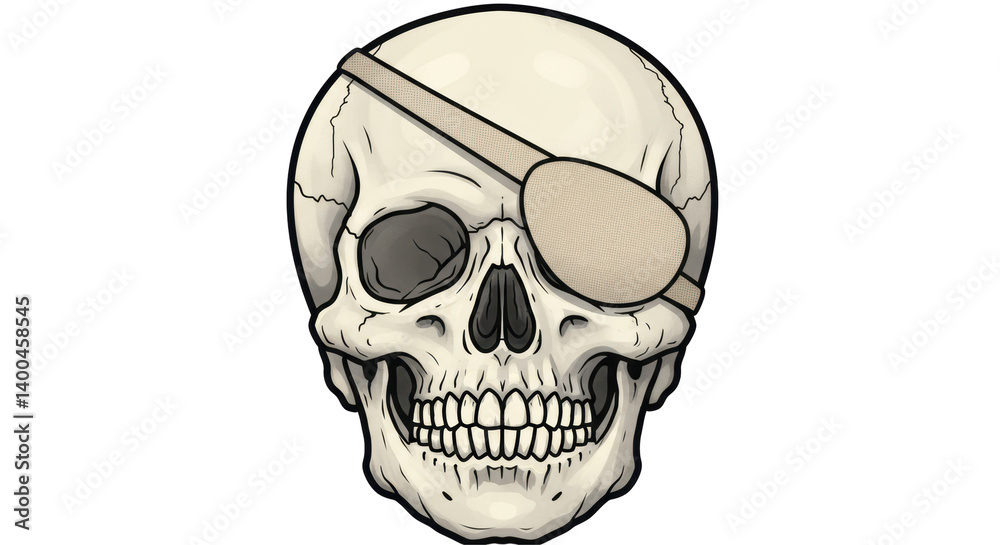 Obraz premium Isolated Pirate Skull with Eye Patch
