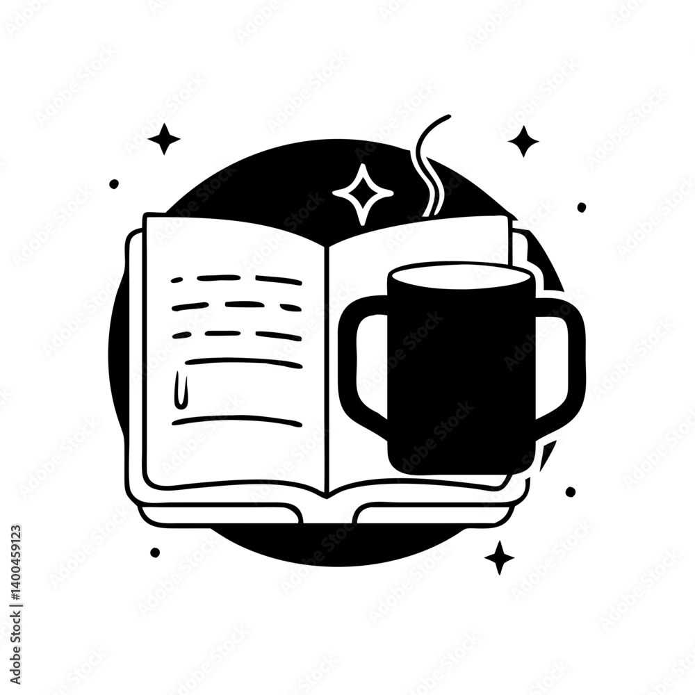 book themed mug icon, book themed mug silhouette vector illustration-simple silhouette illustration of book themed mug, perfect for book themed mug logos and icons book themed mug icon, book themed mug silhouette vector illustration-simple silhouette illustration of book themed mug, perfect for book themed mug logos and icons