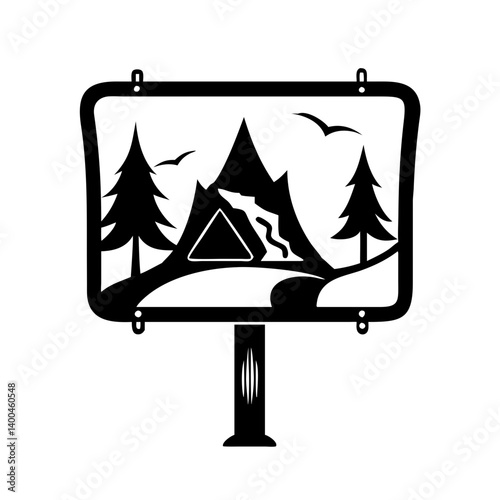 campground sign icon, campground sign silhouette vector illustration-simple silhouette illustration of campground sign, perfect for campground sign logos and icons