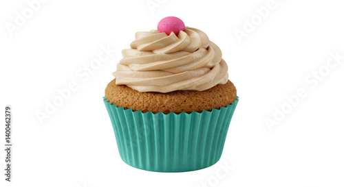 Isolated colorful cupcake with buttercream frosting