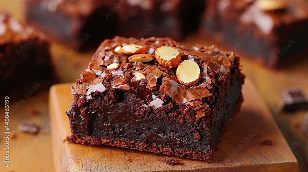 Gooey brownies with an almond topping, perfect for indulging in chocolate goodness