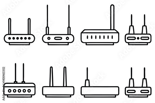  router line art modern design with wireless signal