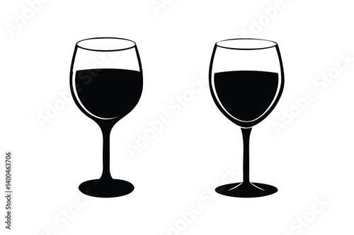 Glass of wine silhouette on white background