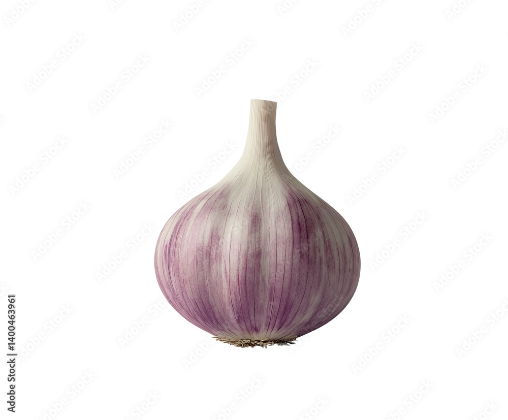 Fototapeta premium single garlic bulb is displayed in simple studio shot, evoking sense of freshness and purity. It looks delightful