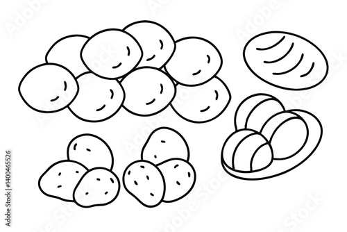 gnocchi line art drawing of traditional Italian dumplings.