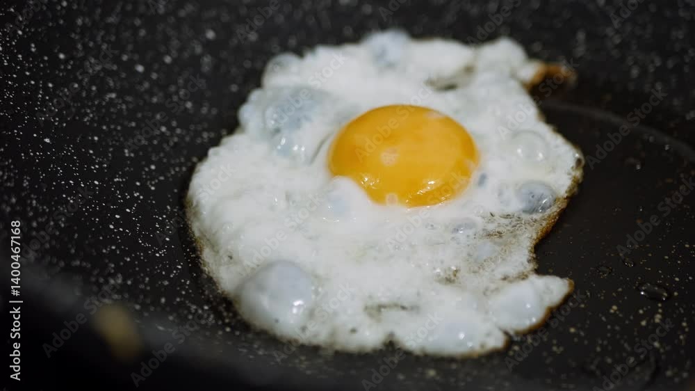 Cooking fried eggs sunny side up with a sizzling oil in frying pan. Cooking fried eggs sunny side up with a sizzling oil in frying pan.