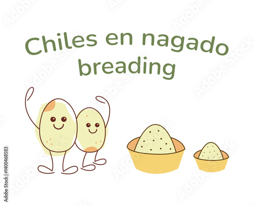 Set with chilis en nagado breading. Hand drawn clipart illustration for your projects.