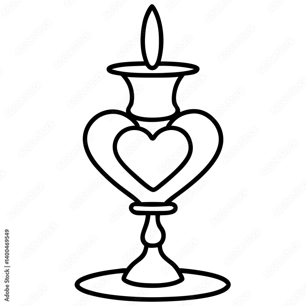 Obraz premium Minimalist Heart Candlestick Line Art