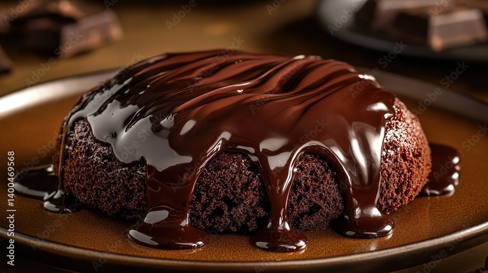 Chocolate lava cake with molten chocolate center, gooey chocolate center surrounded by soft outer cake