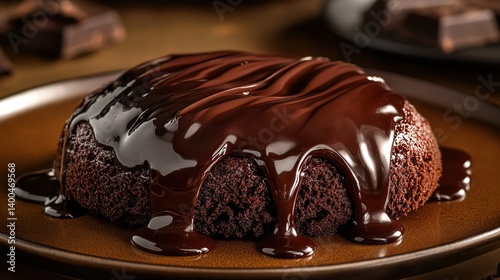 Obraz na płótnie Chocolate lava cake with molten chocolate center, gooey chocolate center surrounded by soft outer cake w salonie