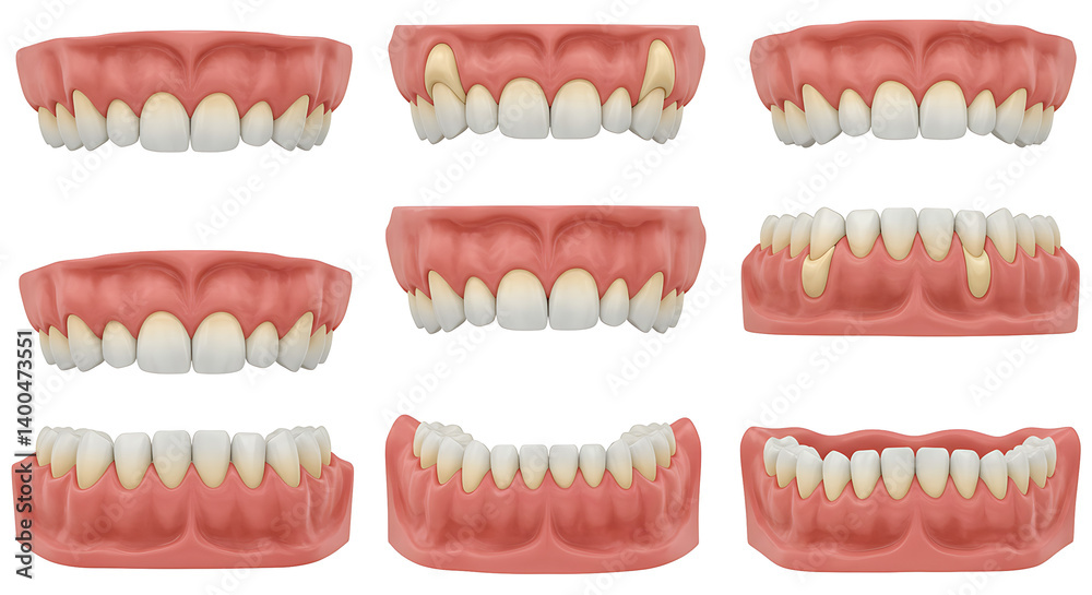 Obraz premium teeth and dental floss, teeth dental tooth denture mouth dentist dentures, set of tooth, set of teeth on white background