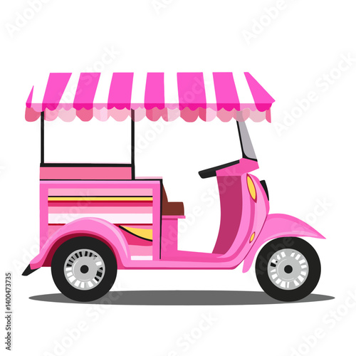 Pink tuk tuk cartoon 