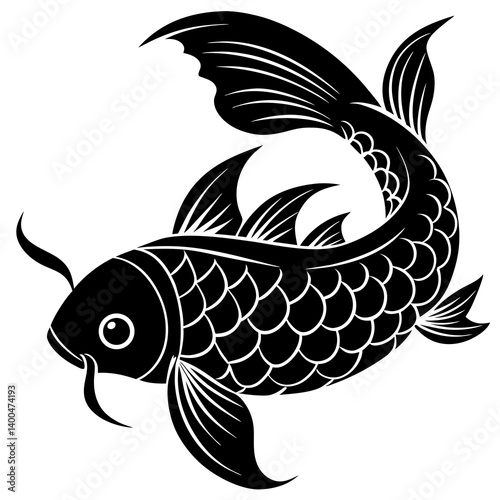 Silhouettes of koi fish