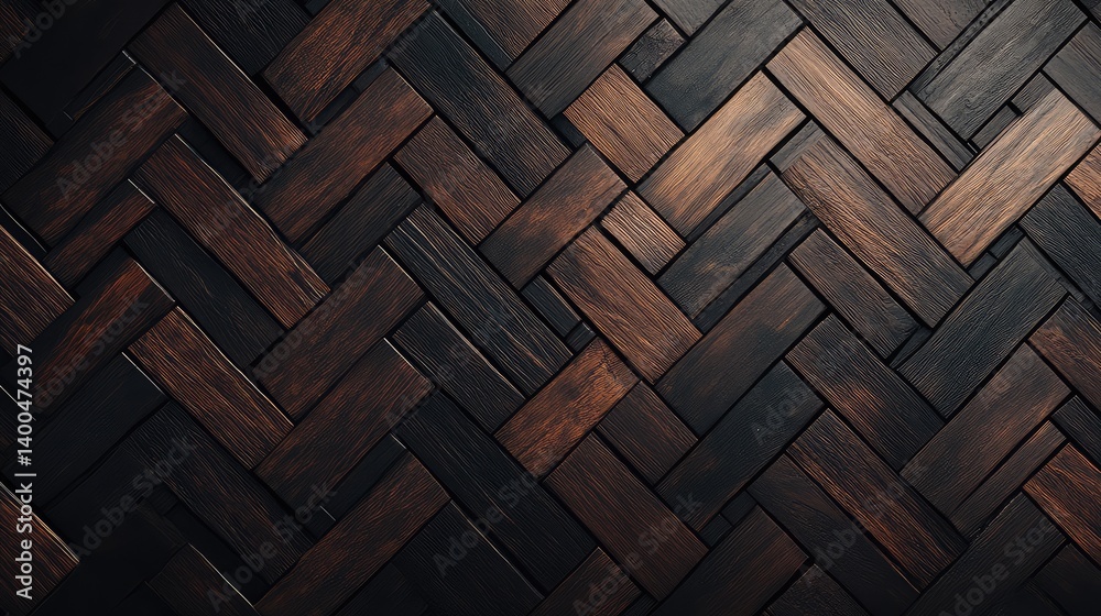 Classic herringbone pattern in dark wood tones, stylish and sophisticated background with room for copy Classic herringbone pattern in dark wood tones, stylish and sophisticated background with room for copy