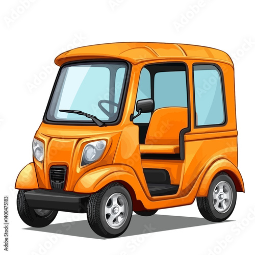 Orange tuk tuk cartoon isolated 