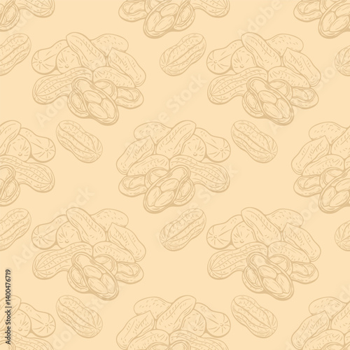 Seamless peanut pattern in vintage engraving sketch style photo