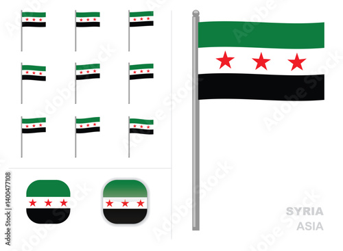 Syria Flag Country Waving Animation App Icon Vector