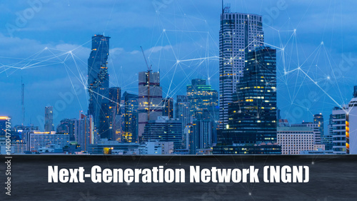Obraz na płótnie Next-Generation Network over Smart City w salonie