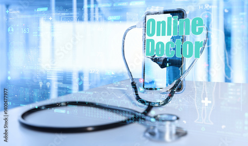 Obraz na płótnie Online Doctor in Digital Healthcare w salonie