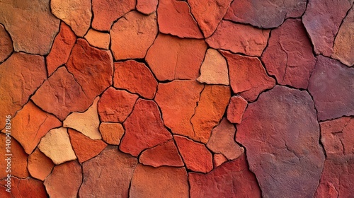 Mosaic pattern in earthy terracotta and clay tones, natural textured background for rustic copy space