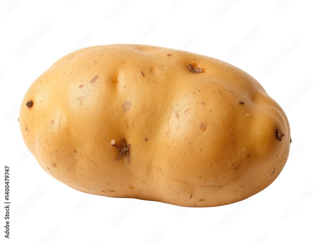 Tan potato with sprouts against white background food photography agricultural and organic produce Tan potato with sprouts against white background food photography agricultural and organic produce